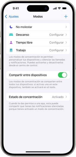Modos de concentración Apple 